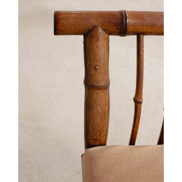 English Aesthetic Movement Bamboo Upholstered Bench Seat For Sale - Image 11 of 16