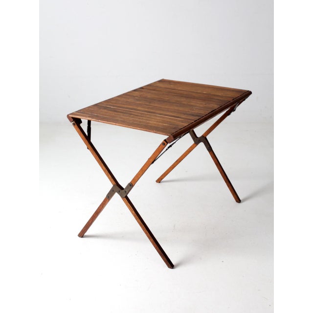 Vintage Wood Folding Table With Roll Top Chairish