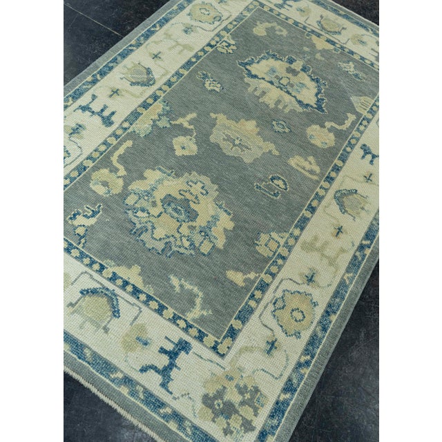 Gray Turkish Oushak Rug 3'10"x 5'10" #19064 For Sale - Image 8 of 8