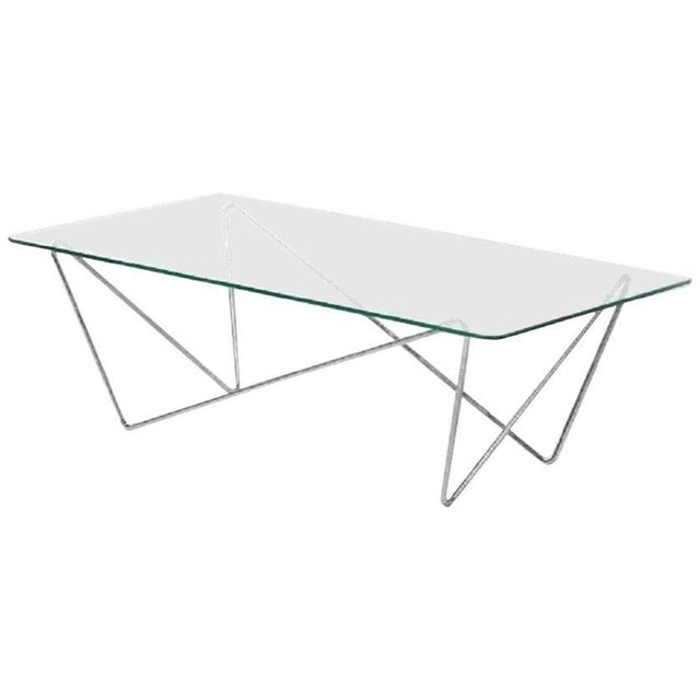 1970s Vintage Glass Table with Metal Legs, Italy, 1970s For Sale - Image 5 of 5