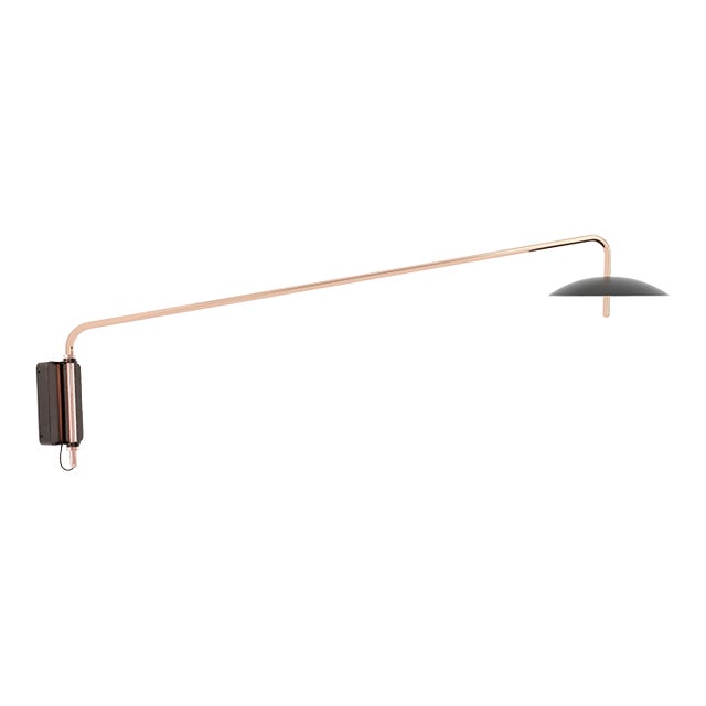 Signal Arm Sconce - Long / Black & Copper, Modern, Plug In, Minimal Led Wall Light For Sale