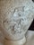Large, Vintage, Off white color, faux ivory Chalk ware deep relief vase Mouth 6.5 Base 5.5