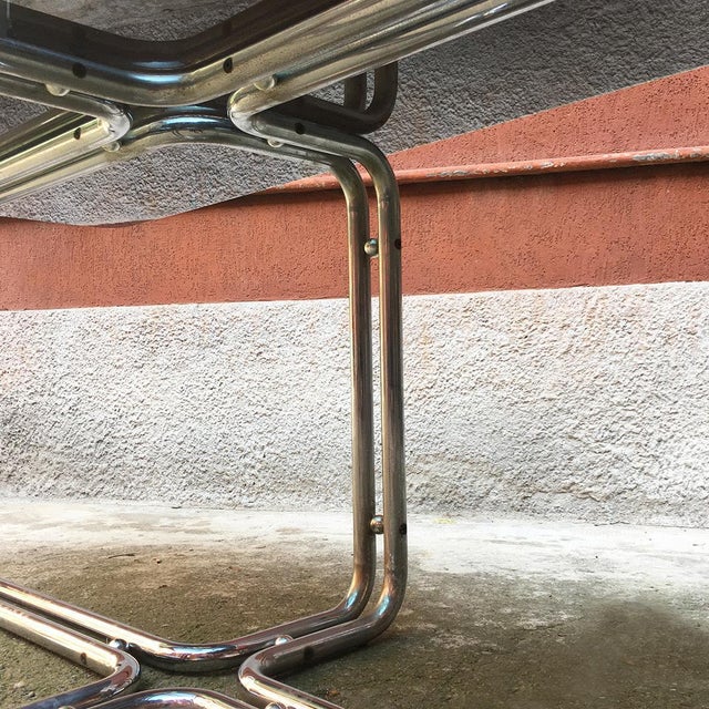 Mid-Century Modern Italian Chrome Dining Table with Smoked Top, 1970s For Sale - Image 13 of 16