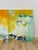 Set of 3 Modern Abstract Paintings Yellow Green Blue Wall Art Acrylic on Canvas For Sale In Tampa - Image 6 of 16