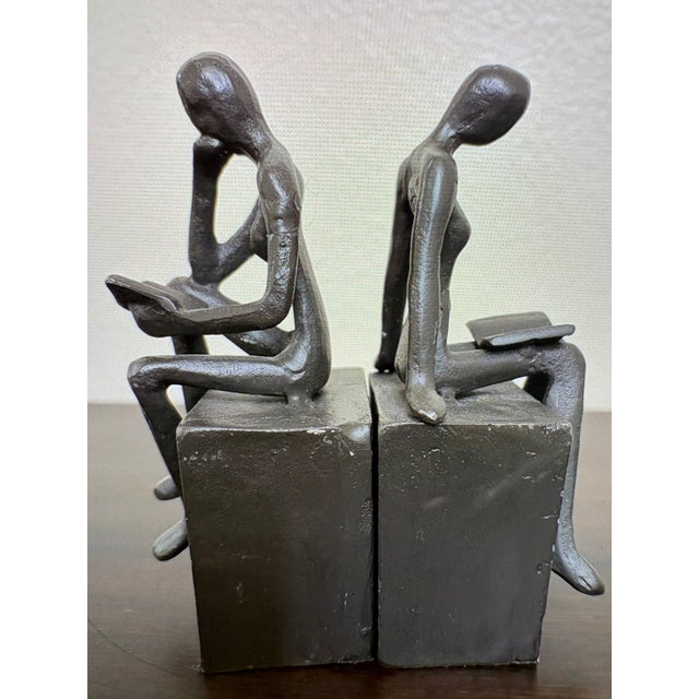 Vintage "Thinker" Brutalist Bookends - A Pair For Sale - Image 4 of 9