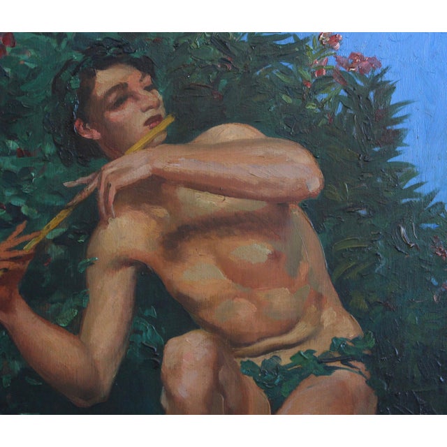 Joseph-Marius Avy, The Young Shepherd with Pan Pipe, 1920s, Oil on Panel, Framed For Sale - Image 11 of 16