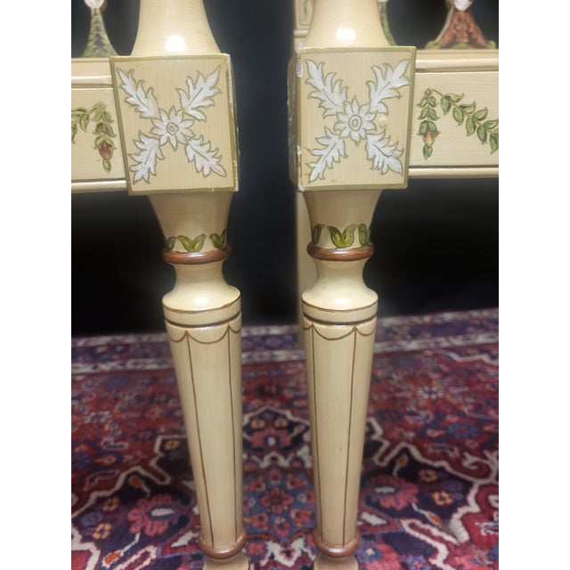 Hand-Painted Caned Armchairs – Pair For Sale - Image 11 of 17