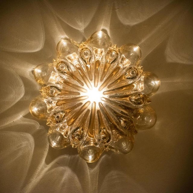 Amber Glass Wall Lights attributed to Helena Tynell for Glashütte Limburg, 1960s, Set of 2 For Sale - Image 9 of 18