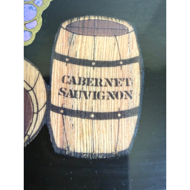 Wood 1960s Couroc Monterey Black Serving Tray With Brass and Stone Inlay Wine Motif For Sale - Image 7 of 12