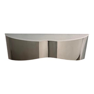 Mid-Century Custom Polished Steel and Frosted Lucite Illuminated Floating Shelf or Console For Sale