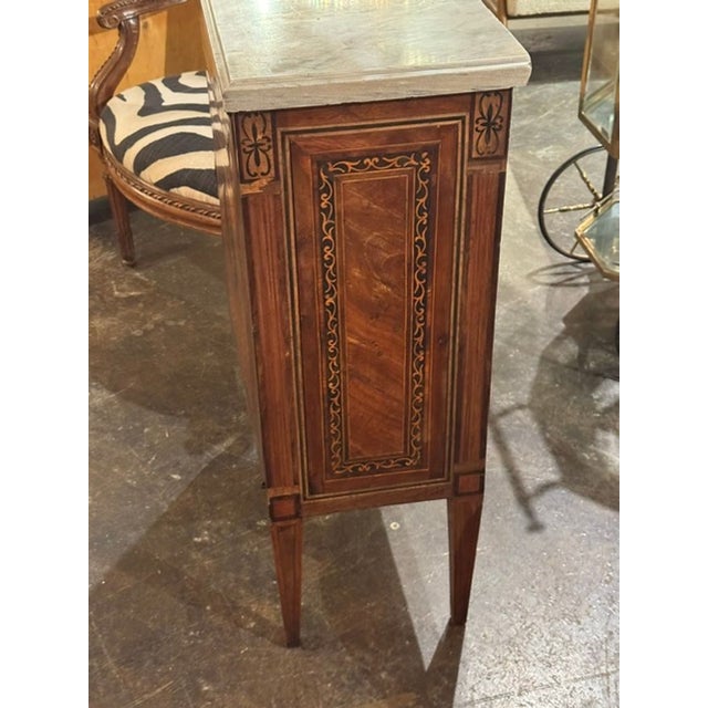 Early 19th Century Early 19th Century Italian Inlaid Walnut Marble Top Side Table For Sale - Image 5 of 7