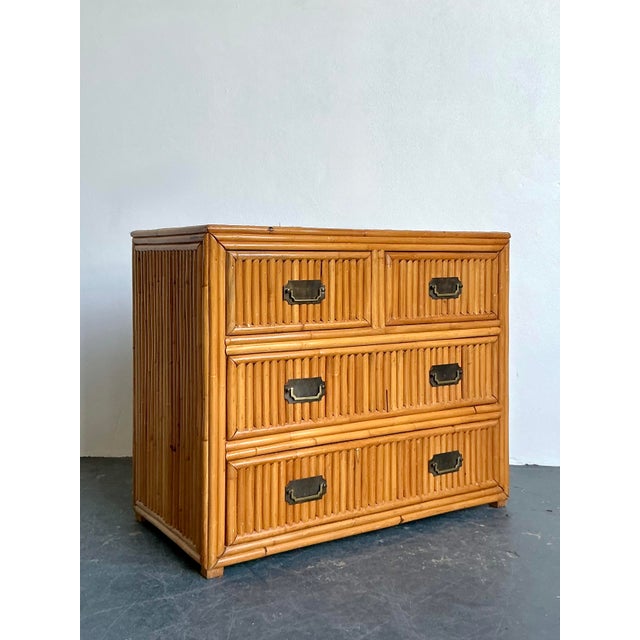 Hollywood Regency Vintage Boho Pretzel Rattan Chest of Drawers For Sale - Image 3 of 12