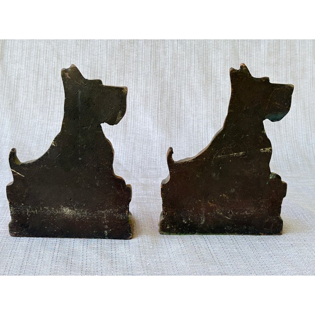 Vintage Cast Iron Copper Scottie Dog Bookends a Pair For Sale In New York - Image 6 of 15
