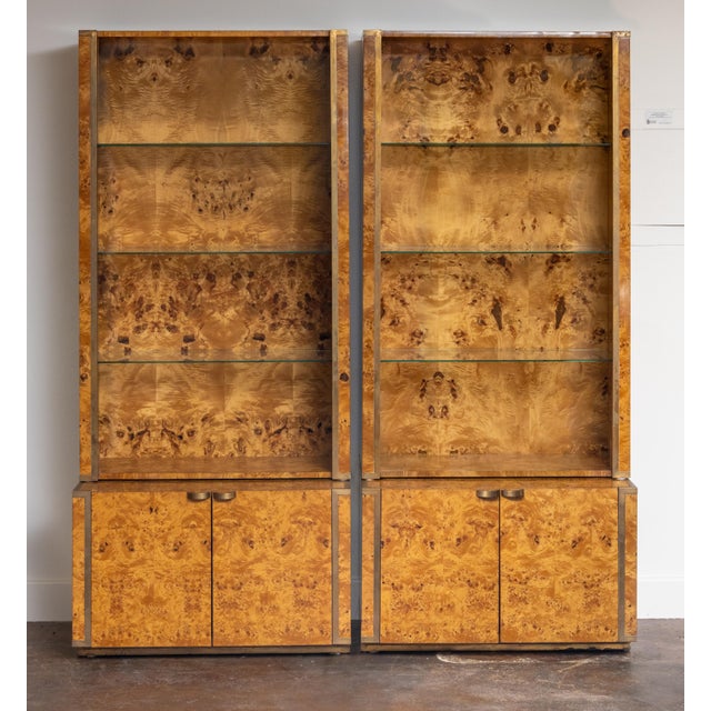 Italian Italian Bookcase or Display Cabinet of Burr Sycamore - Two Available For Sale - Image 3 of 18