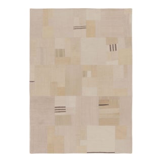 Vintage Turkish Patchwork Rug in Beige & Pastel Geometric Design - Rug & Kilim For Sale