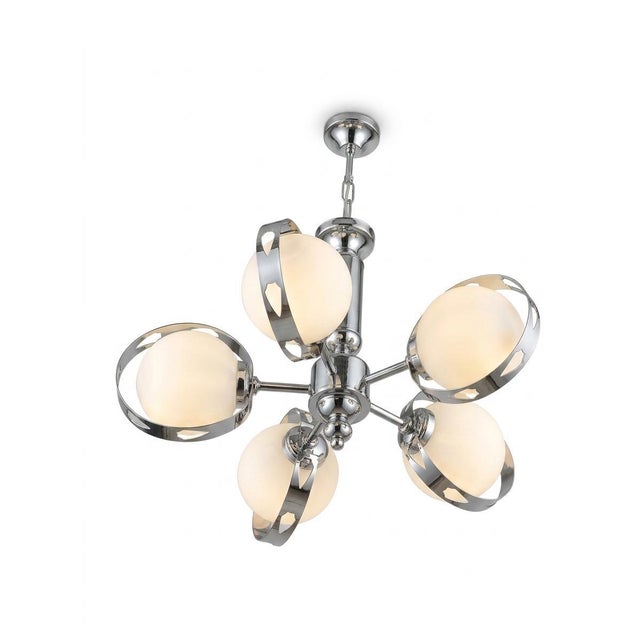 Chrome-Plated Glass Chandelier, 1970s For Sale - Image 3 of 4