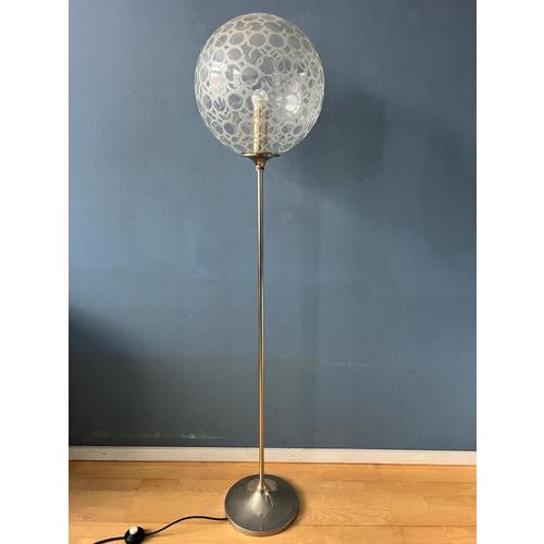 Metal Vintage Glass Floor Lamp by Doria Leuchten For Sale - Image 7 of 13