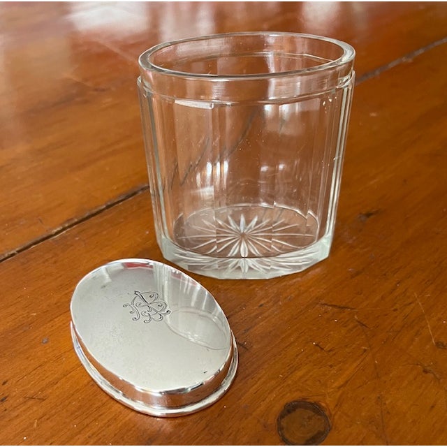 Early 20th Century Early 20th Century Sterling and Cut Glass Oval Vanity Jar For Sale - Image 5 of 6