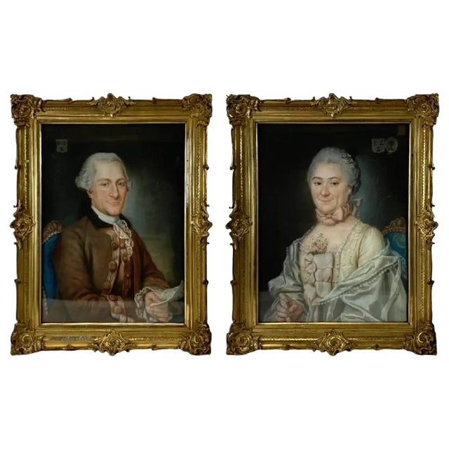 18th Century Gouache Portraits of French Aristocrats by Charles Noel - a Pair For Sale - Image 13 of 13