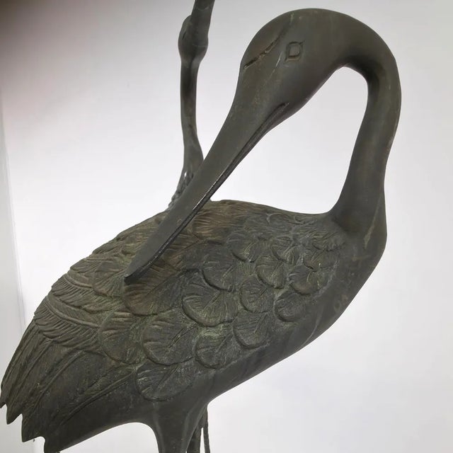 Bronze Crane Birds, 1970s, Set of 2 For Sale - Image 14 of 15