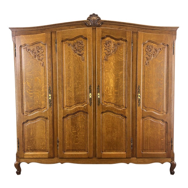 Vintage Louis XVI Wardrobe in Oak For Sale