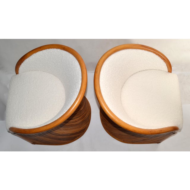 1970s 1970s Pair of Gabriella Crespi Style Lounge Chairs Mid-Century Modern Bambo Bouclé Fabric For Sale - Image 5 of 13