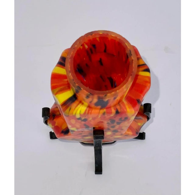 Modern Early 1900’s Orange and Multi Color Czech Art Glass Vase For Sale - Image 3 of 4