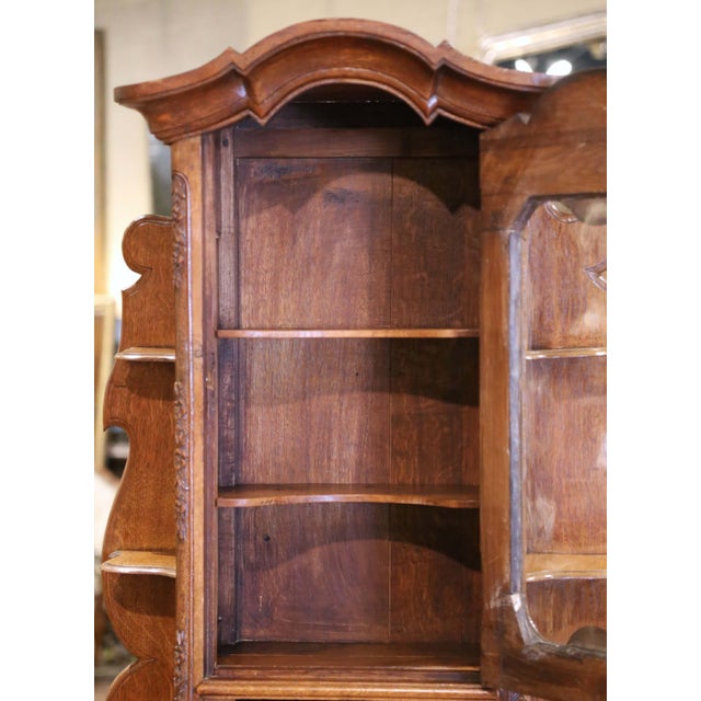 Wood 19th C. French Louis XV Carved Oak Confiturier With Display Top From Normandy For Sale - Image 7 of 14