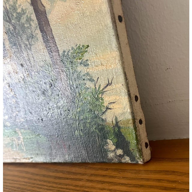 Textile 1950s French Tower Anne De Bretagne Oil Painting on Canvas For Sale - Image 7 of 9