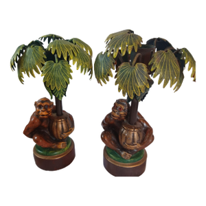 Petites Chores Monkey and Plam Trees a Pair