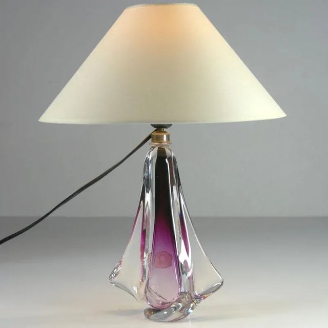 Belgian Glass Table Lamp from Val St. Lambert, 1960s, in Very Good conditions. Designed 1960 to 1969 This piece has an...