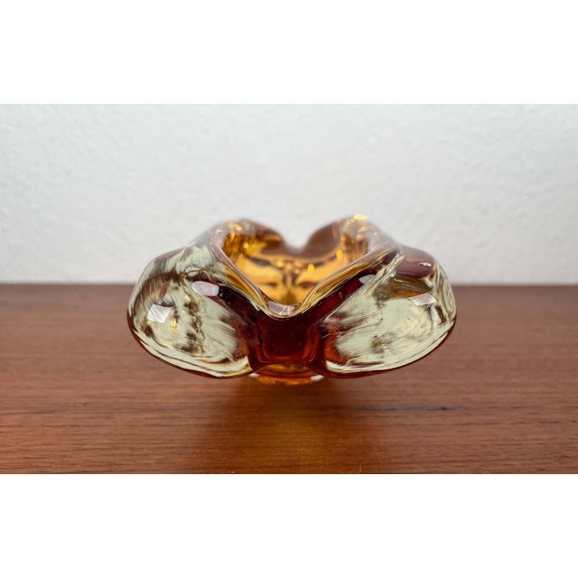 Vintage Amber Coloured Art Glass Ashtray or Bowl, 1970s For Sale - Image 6 of 18