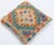 Tribal Arteverk Handwoven Afghan Kilim Pillow — Orange & Teal Diamond Medallion For Sale - Image 3 of 3