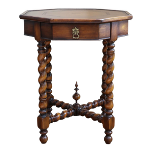 Vintage Theodore Alexander French Renaissance Octagonal Side Table With Barley Twist Legs