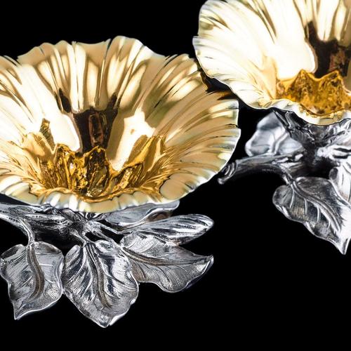 Antique Silver Salt Cellars with Naturalistic Flower Decor by William Bateman, 1832, Set of 2 For Sale - Image 4 of 18