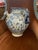 Large Italian Pottery Urn Formed Vase With Seahorse Handles. Blue and White and Floral Painted Glaze. Signed Tuscany Italy...