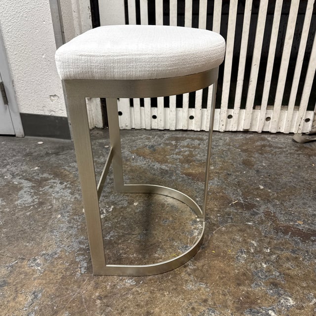 Uttermost Uttermost Ivanna Counter Stool, White/Silver For Sale - Image 4 of 12