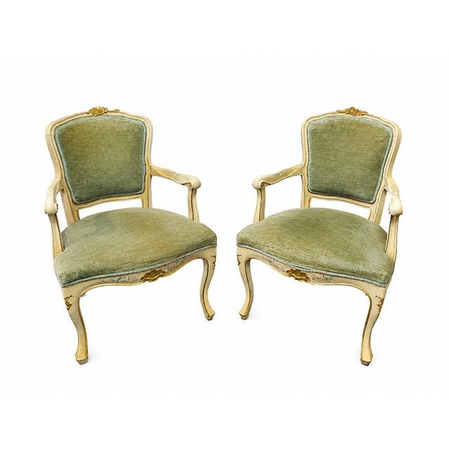 20th Century Louis XV Lacquered Armchairs, Set of 2 For Sale - Image 6 of 6