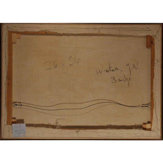 American Allan Simpson, Winter, George Washington Bridge, Oil Painting For Sale - Image 3 of 5