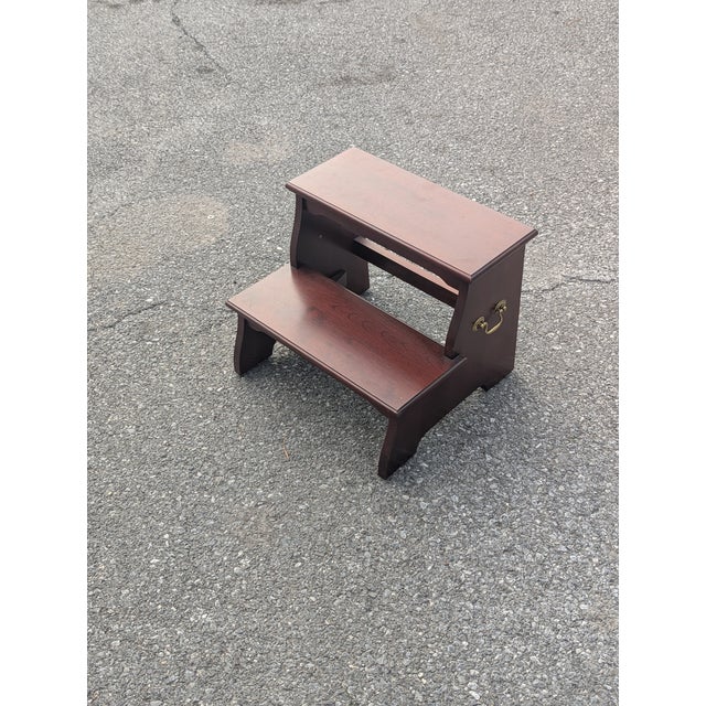 Vintage Knob Creek Georgian Style Bed/Library Step Stool With Brass Handles For Sale - Image 4 of 9
