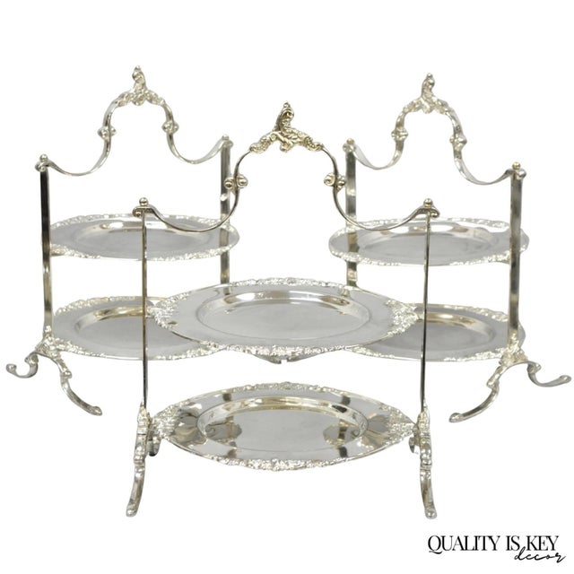 Vintage Godinger Silver Plated 2 Tier Buffet Server High Tea Pastry Plate Stand For Sale - Image 18 of 18