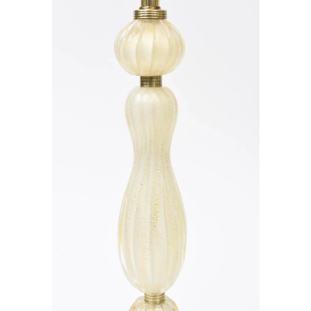 Mid-Century Modern Vintage 1940's Murano Rare Barovier E Toso Glass Tiered Tables Lamps With Gold Aventurine and Brass Ring FittingsMCM For Sale - Image 3 of 11