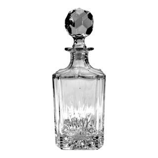 Vintage Square Body Cut Lead Crystal Decanter - Faceted Stopper For Sale