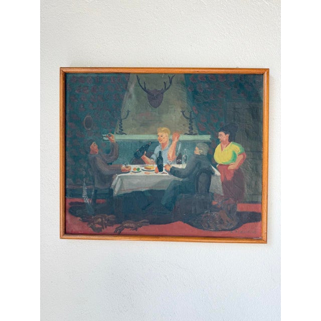 A. Simard, Four Figures, 1945, Oil on Canvas For Sale - Image 11 of 18