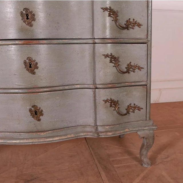 Danish Serpentine Front Painted Oak Commode with 4 Drawers, 18th Century For Sale - Image 6 of 11