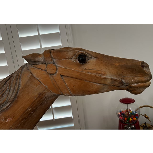 American Late 19th-Century American Carved Wood Carousel Horse on Cast Iron Stand For Sale - Image 3 of 9