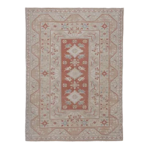 Vintage Turkish Rug From Milas, Traditional Beige Rugs 6'6'' X 8'7''