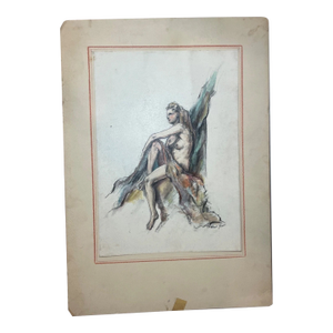 Vintage Frederick William Weber Mixed Media Nude Still Realism Painting Drawing