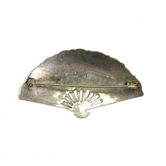 1940s Vintage Siam Sterling Niello Brooch 1940s For Sale - Image 5 of 5