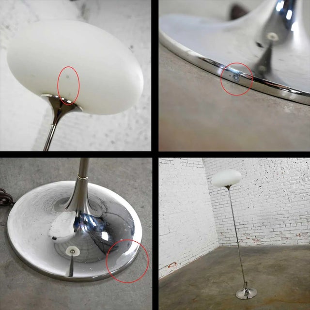 Mid 20th Century Mid-Century Modern Floor Lamp Chrome With Frosted Glass Mushroom Globe by Laurel Lamp Co. For Sale - Image 12 of 13
